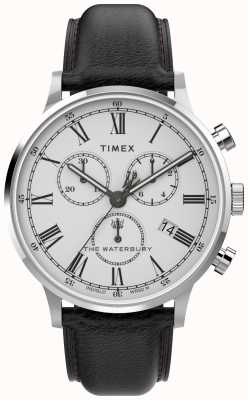 Timex Waterbury Classic Men's 40mm Chrono SST Case Wht Dial Blk Strap TW2U88100
