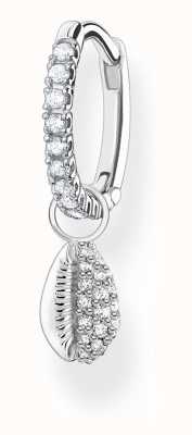 Thomas Sabo Sterling Silver Crystal Set Shell Pendant SINGLE Hoop Earring CR697-051-14