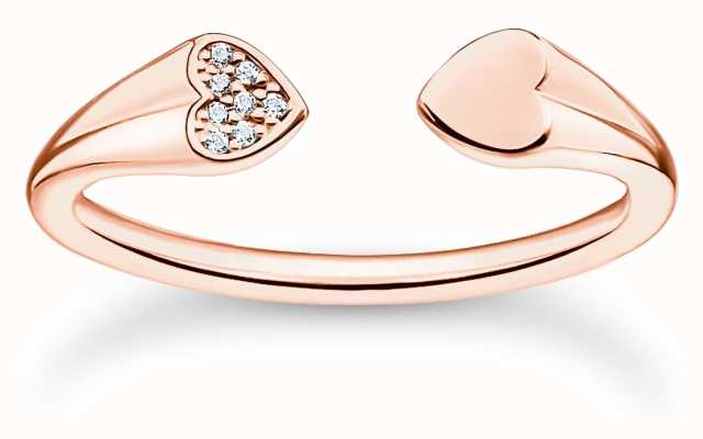 Thomas Sabo Charm Club Rose Gold Plated Crystal Set Open Ring 54 TR2392-416-14-54