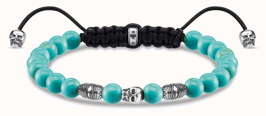 Thomas Sabo Rebel At Heart | Turquoise Beaded Skull Bracelet | 22cm A1945-504-17-L22V