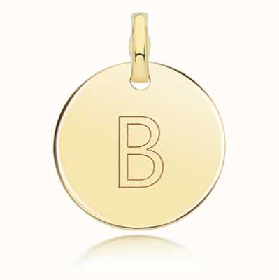 James Moore TH 9ct Yellow Gold Round 'B' Intial Pendant PN1280/B