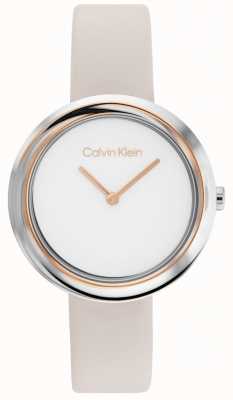 Calvin Klein Women's Watch | White Dial | Leather Strap 25200094