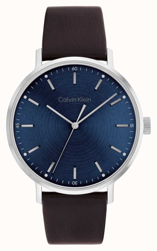 Calvin Klein Men's Sunray Blue Dial | Brown Leather Strap 25200052 - First  Class Watches™ AUS