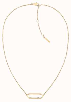 Calvin Klein Ladies Necklace Gold Plated Oval pendant 35000186