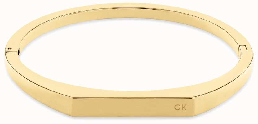Calvin Klein Ladies Bangle Gold Tone Logo Detail Levered Closure 35000046