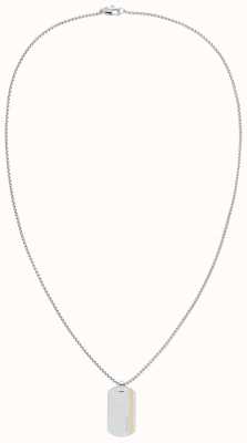 Calvin Klein Men's Metal Dog Tag Style Necklace with Gold Detailing 35000064