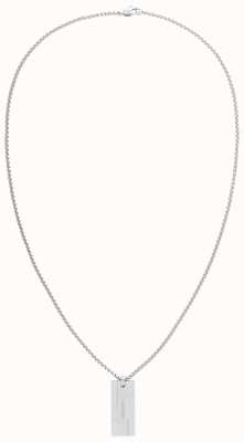 Calvin Klein Men's Silver Tone Dog Tag Style Logo Necklace 35000058