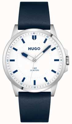 HUGO Men's #first | White Dial | Blue Leather Strap 1530245