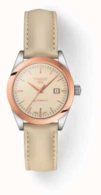 Tissot T-My Lady Automatic 18K Gold Beige Leather Strap T9300074626100