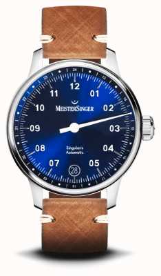 MeisterSinger Singularis Blue Dial Vintage Saddle Leather SIN908