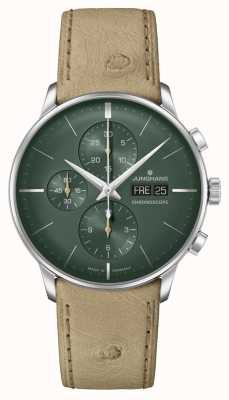 Junghans Meister Chronoscope | Green Dial | Beige Leather Strap English Date 27/4222.03