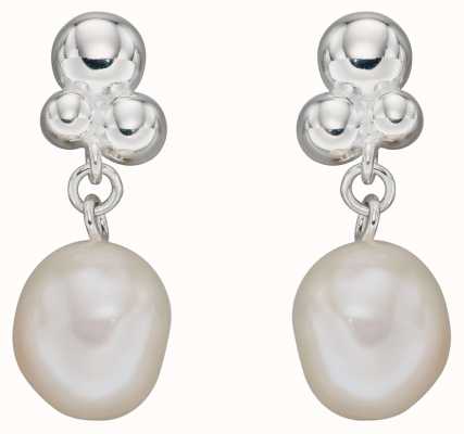 Elements Silver White Freshwater Baroque Pearl Bubble Earrings E6091W