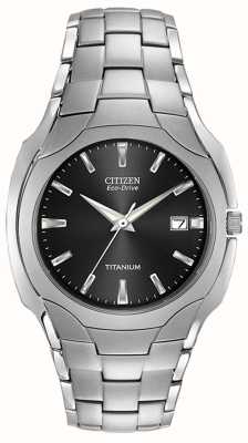 Citizen Men's Eco Drive Titanium Bracelet Black Dial BM7440-51E