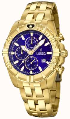 Festina Mens | Chrono Sport | Blue Dial | Gold PVD Steel Bracelet F20356/3