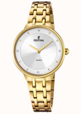 Festina Ladies Gold-Toned Watch W/CZ Set & Steel Bracelet F20601/1