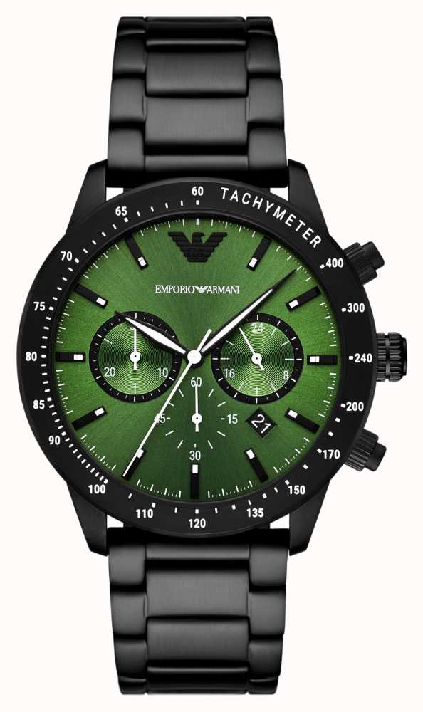 Emporio Armani Men's | Green Dial | Black Stainless Steel Bracelet AR11472  - First Class Watches™ AUS