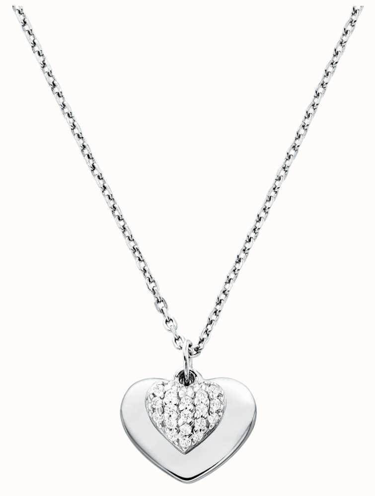Michael Kors Sterling Silver Necklace Crystal-Set Heart Pendant