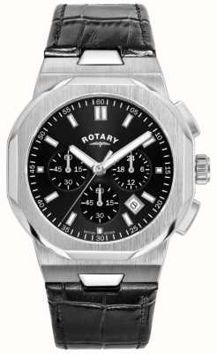 Rotary Men's Regent | Black Chronograph Dial | Black Leather Strap GS05450/65