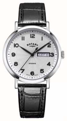 Rotary Men's Windsor | Silver Dial | Black Leather Strap GS05420/22