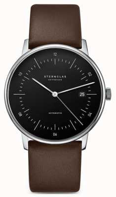 STERNGLAS Men's Naos Automatic | Black Dial | Brown Leather Strap S02-NA03-PR04