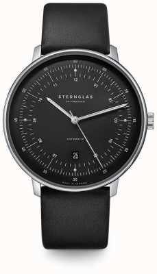 STERNGLAS Men's Hamburg Automatic | Black Dial | Black Leather Strap S02-HH11-PR07