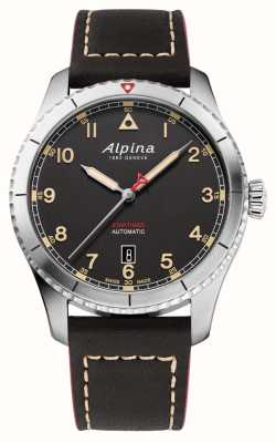 Alpina Startimer Pilot | Black Dial | Brown Leather Strap AL-525BBG4S26