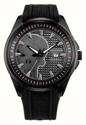 Citizen Marvel Punisher Eco-Drive Black Rubber Watch AW1609-08W
