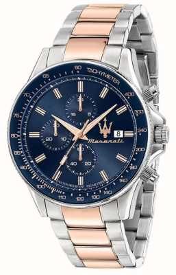 Maserati Men's Sfida| Blue Chronograph Dial | Two Tone Stainless Steel Bracelet R8873640012