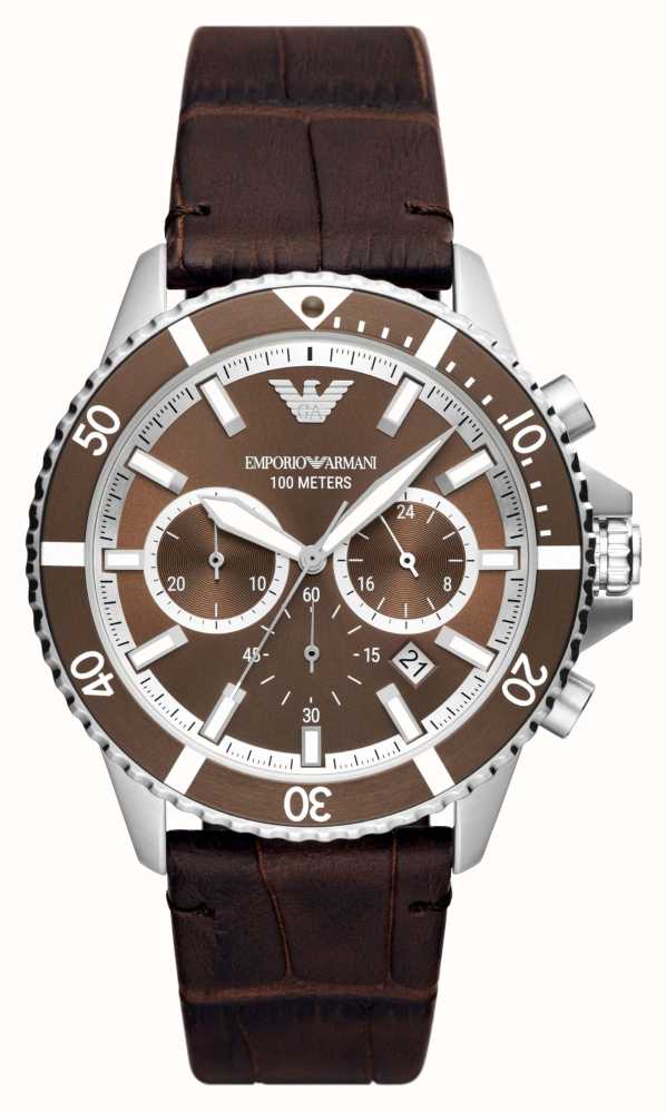 Emporio Armani Men's Brown Dial Brown Leather Strap Chronograph Watch  AR11486 - First Class Watches™ AUS