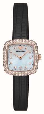 Emporio Armani Women's Square Crystal Set Watch Mother-of-pearl Dial AR11495
