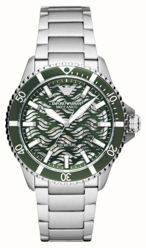 Emporio Armani Men's Green Skeleton Dial Green Bezel Watch AR60061 - First  Class Watches™ AUS