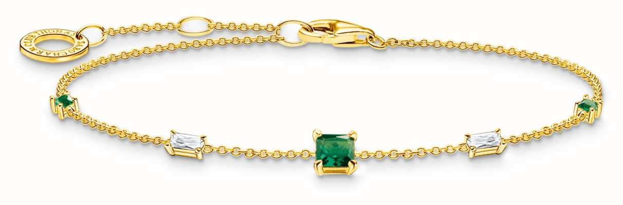 Thomas Sabo Sterling Silver | 18K Gold Plated | Green Emerald | Stone Set | Bracelet A2059-971-7-L19V
