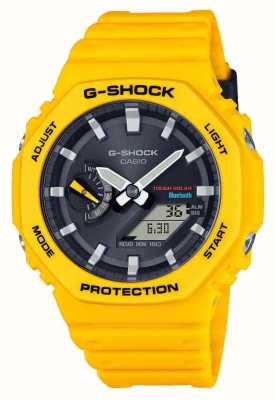 Casio Men's Bluetooth G-Shock Yellow Solar Power Watch With Resin Strap GA-B2100C-9AER